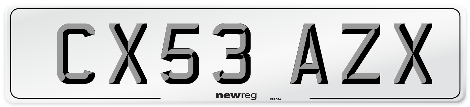 CX53 AZX Number Plate from New Reg